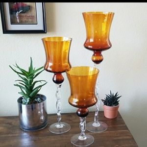 Set of 3 optic hurricane candleholders